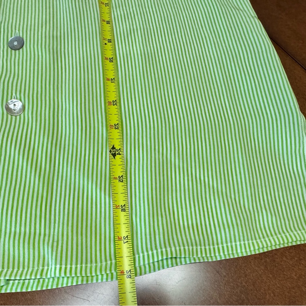 Tess Vintage 100% Silk Green Striped Sleeveless Collared Button Down Size M - Picture 11 of 11
